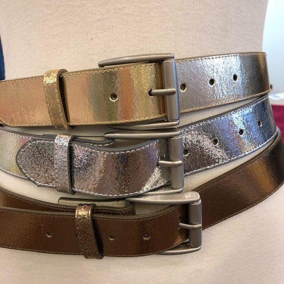 Gold Metallic Leather Belt